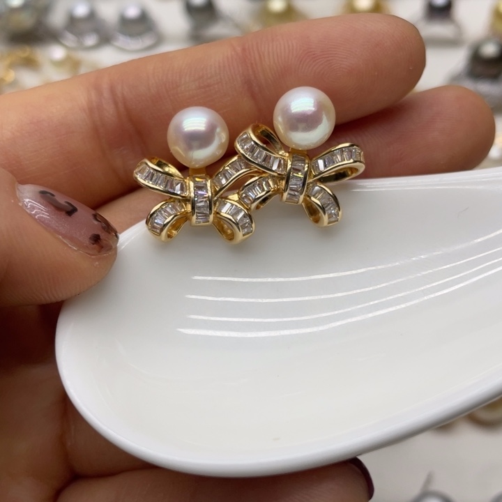 海水珍珠耳饰银S925镶嵌