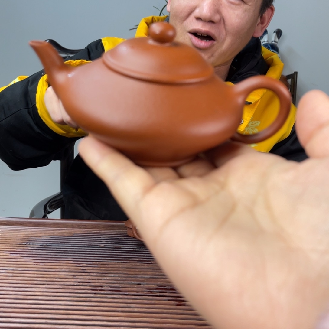 茶壶朱泥老朱泥虚扁120cc微瑕