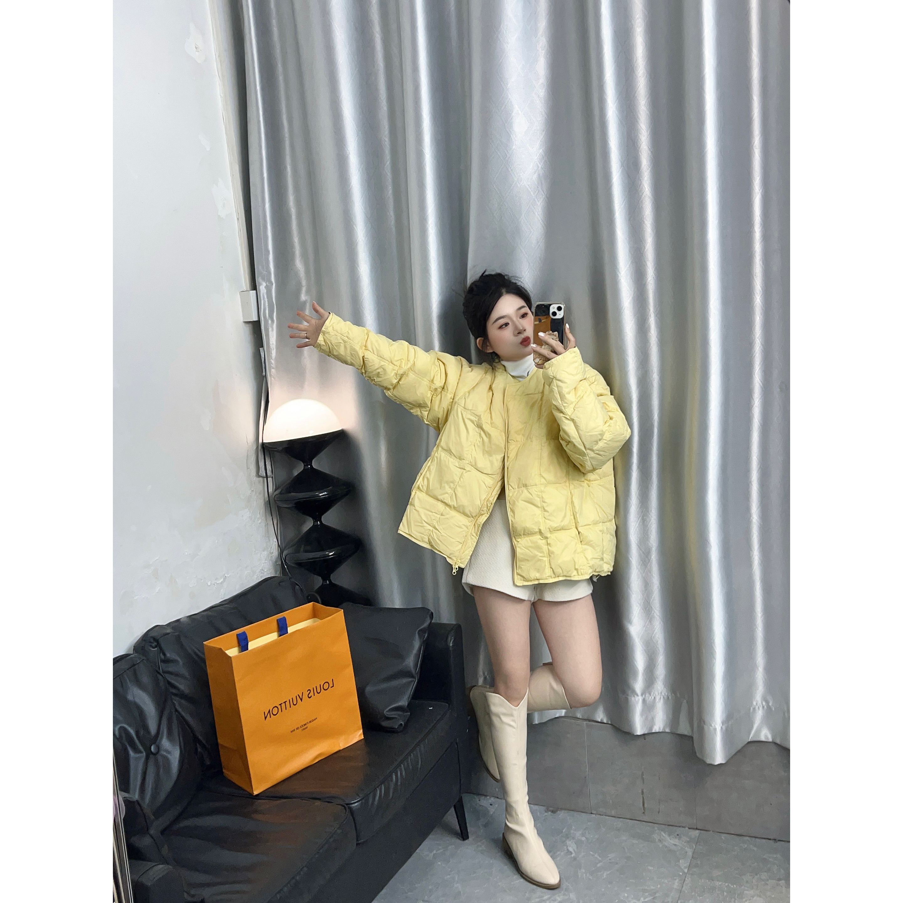 【虎妹推荐】小个子韩版格子纹路宽松短外套