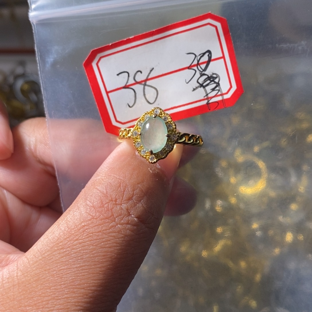 翡翠戒指银S925镶嵌翡翠