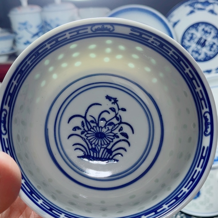 青花玲珑5.5寸饭碗兰花