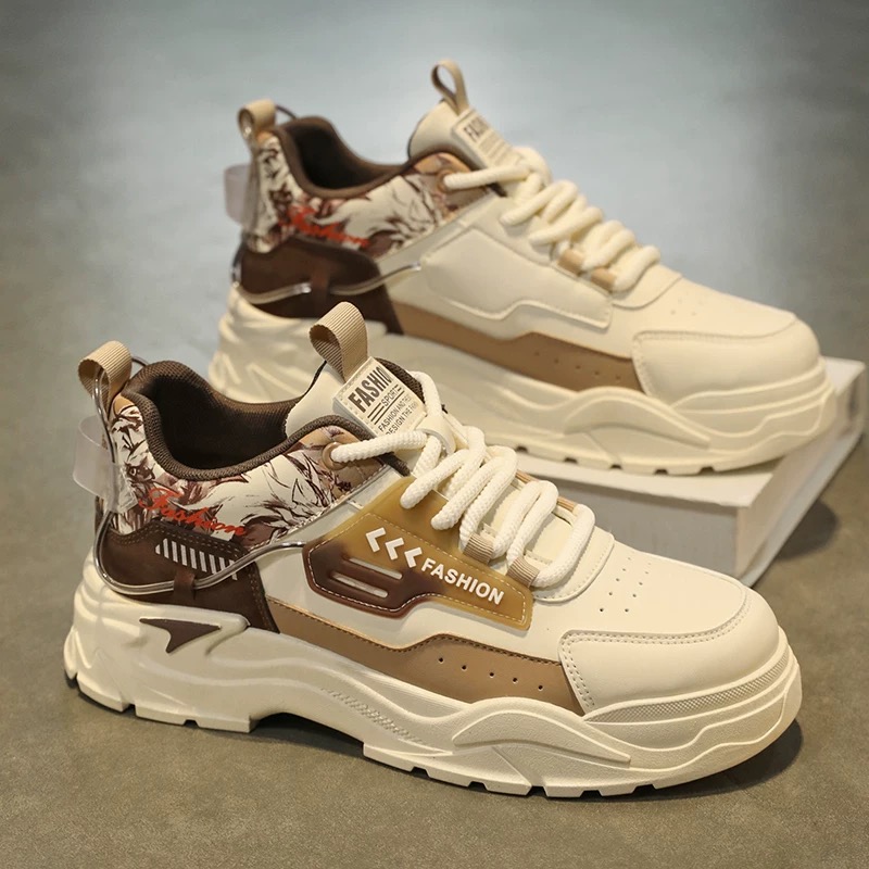 秋季男鞋新款透气小白鞋百搭厚底运动鞋休闲板鞋老爹潮鞋GH558