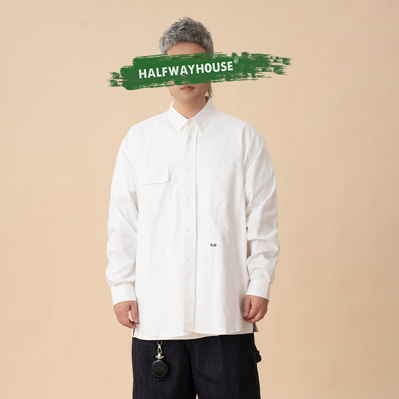 HalfwayHouse2025春季新款休闲宽松时尚衬衣简约气质长袖衬衫男