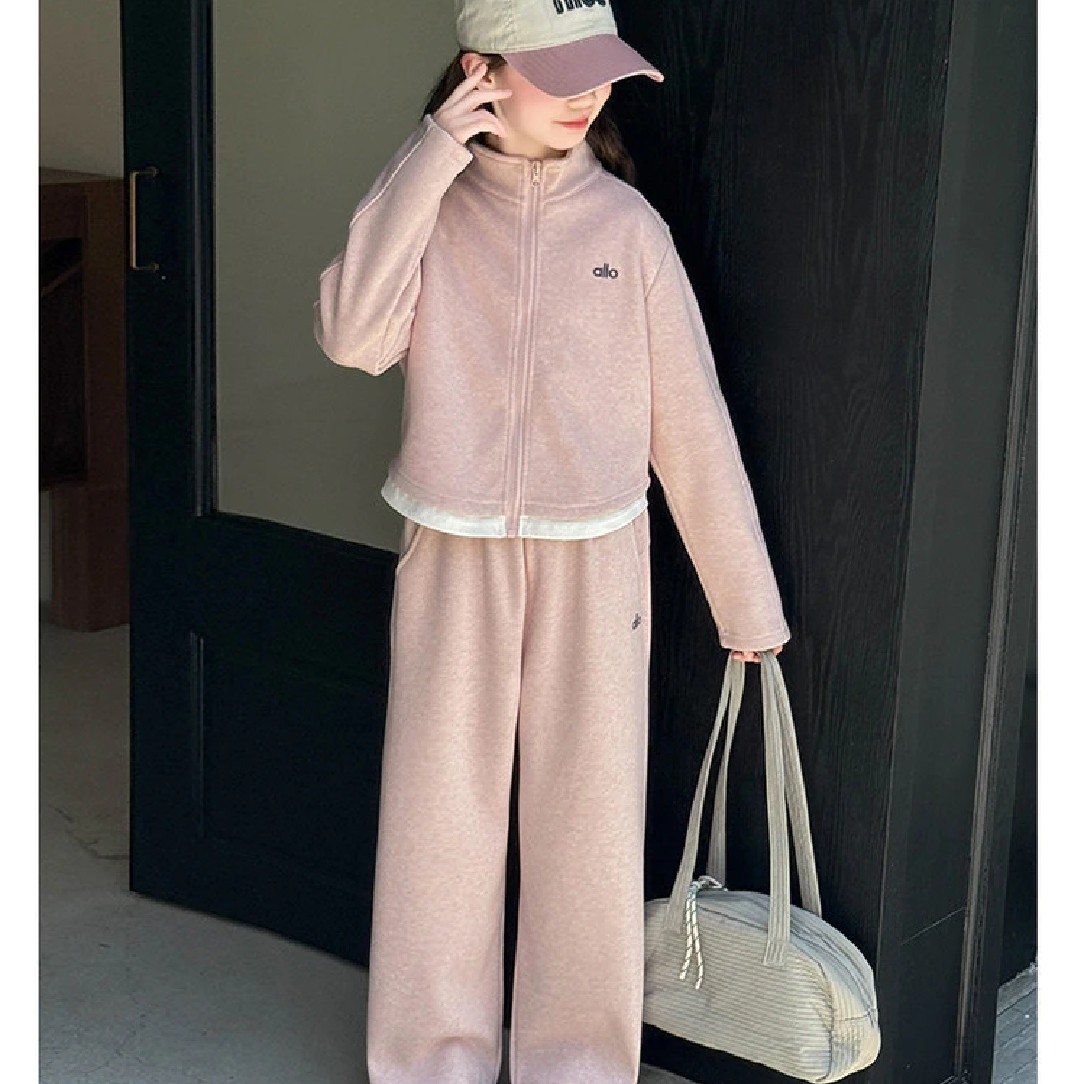 女童秋装套装2025新款开衫外套长裤女孩洋气时髦潮牌阔腿裤两件套