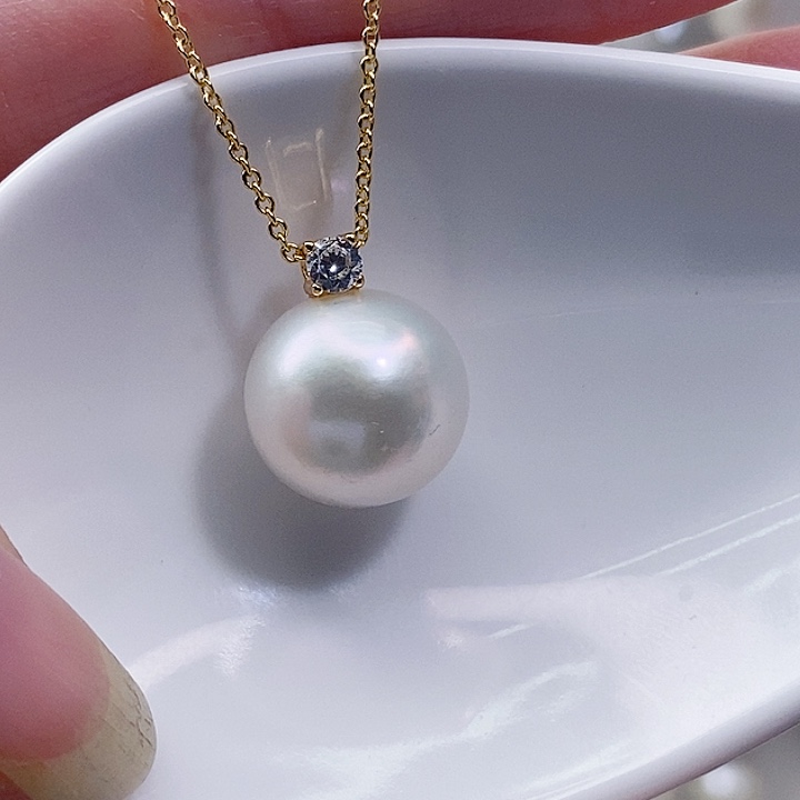 淡水珍珠银S925镶嵌颈饰12+A