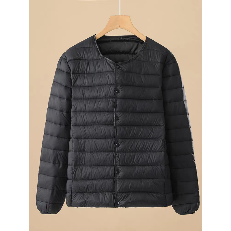 H224韩版纯色修身型女超轻短款短款加肥圆领加大