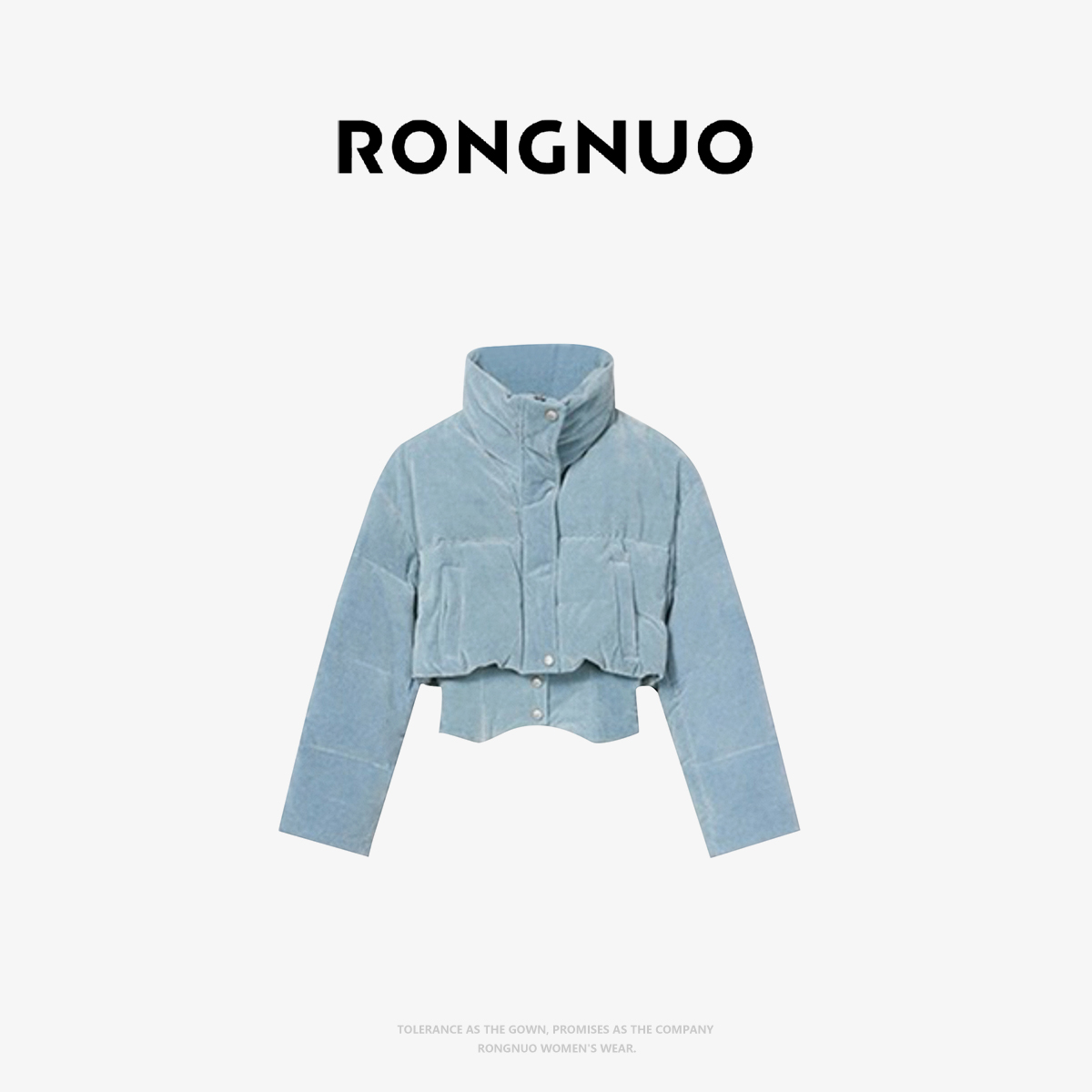 容诺【羽绒服】25冬季新款立领牛仔羽绒服女拼接腰封外套Z8289