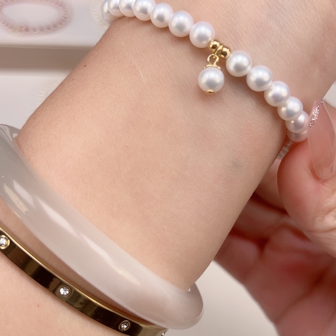 银S925镶嵌淡水珍珠手绳