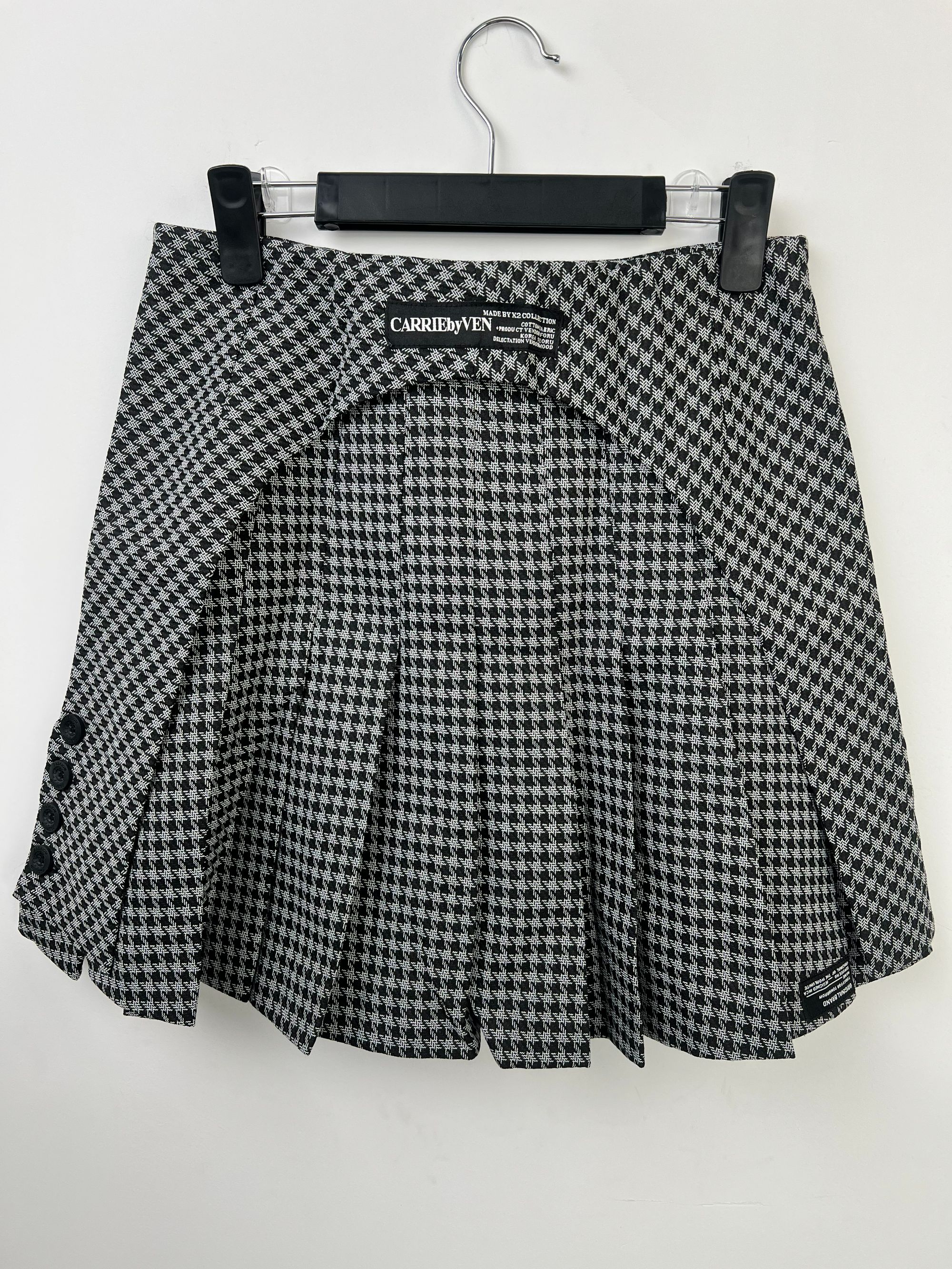  高品质千鸟格毛呢连腰复片百褶裙秋冬高腰显高显瘦 货号731