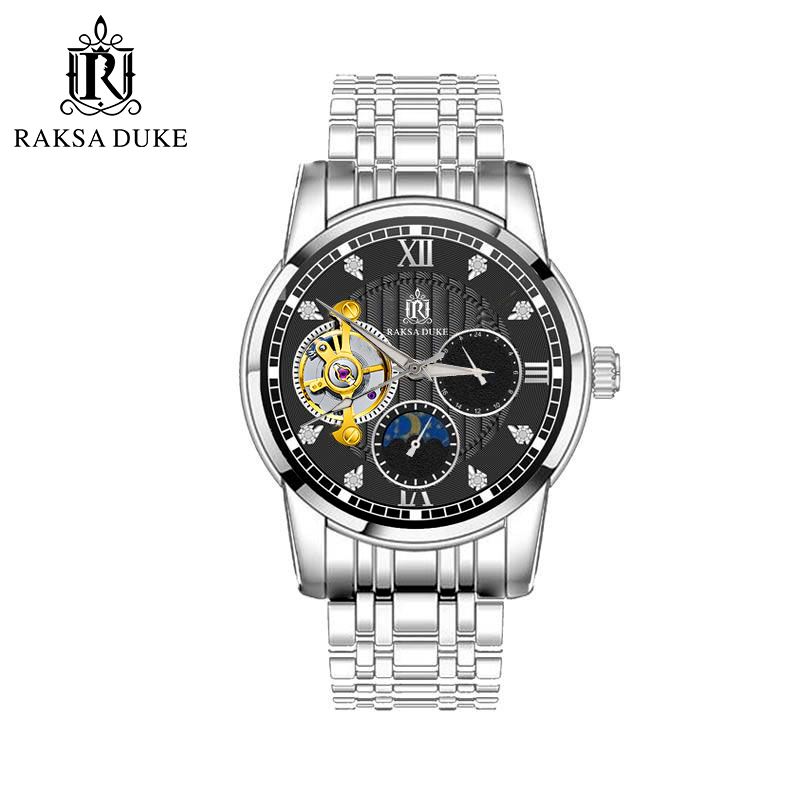 罗萨公爵九飞系列-日月星辰陀飞轮男士镂空机械表-FL