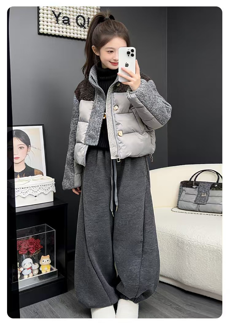 韩版时尚休闲加绒加厚女童棉裤