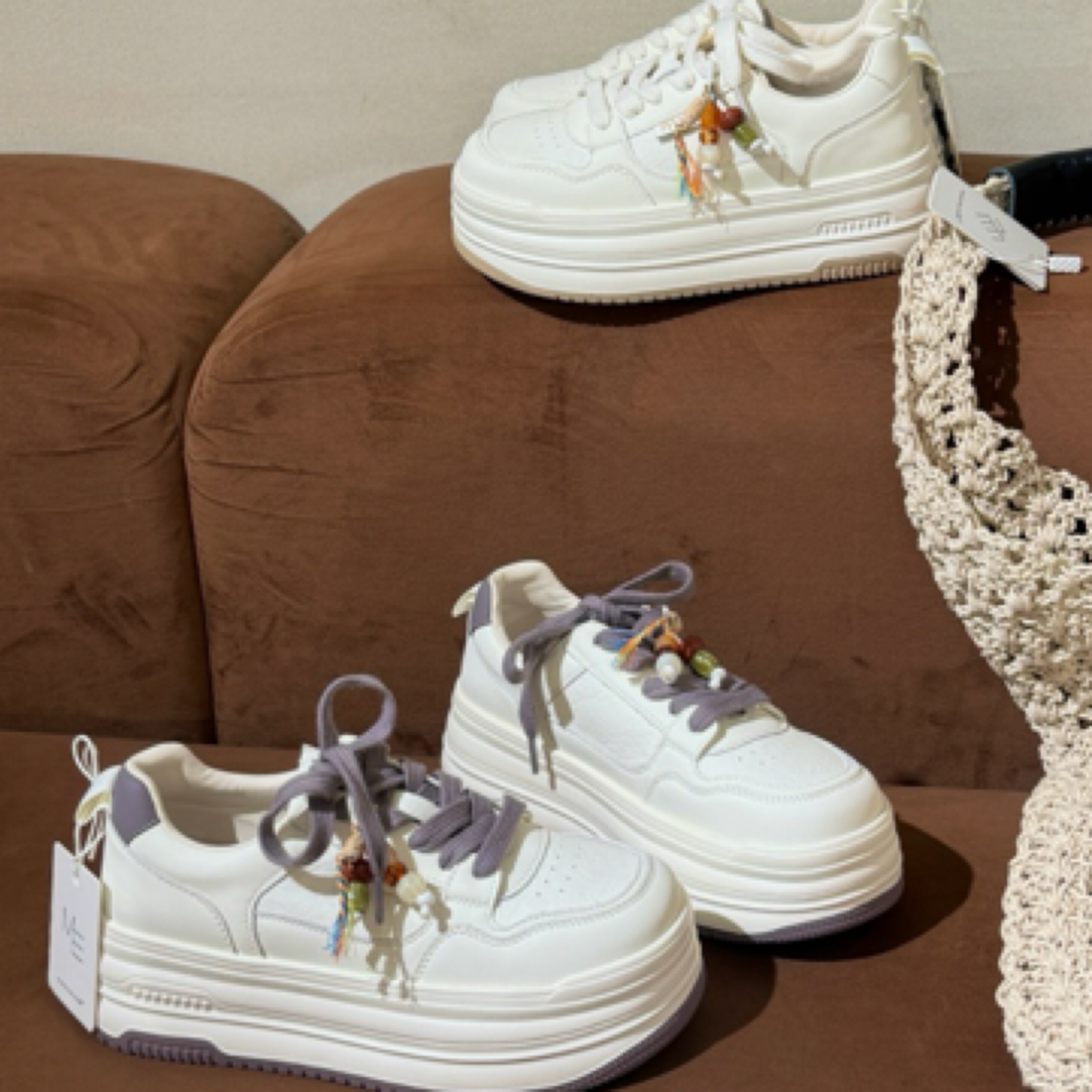 民族风鞋子ins板鞋系带休闲厚底超轻小白鞋135-1708