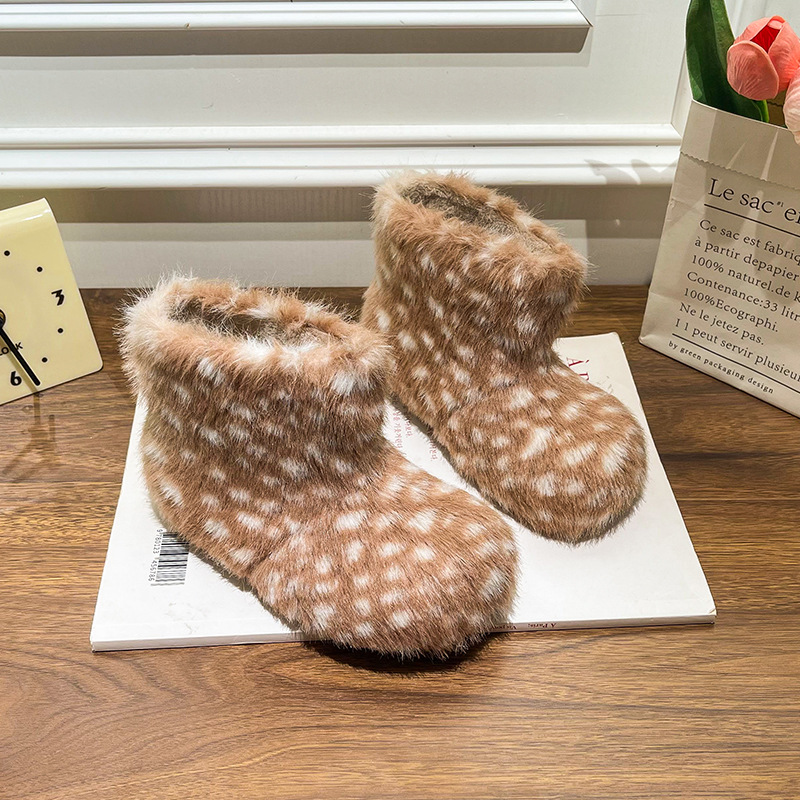 女童棉靴2025冬季儿童加绒保暖一蹬公主靴小女孩可爱毛毛雪地靴