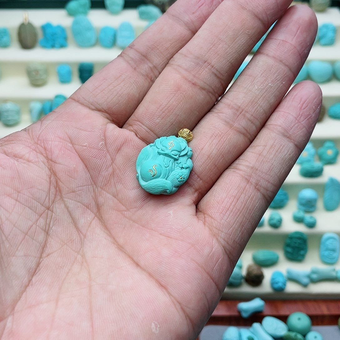 绿松石珠宝奇石未镶嵌石****肖