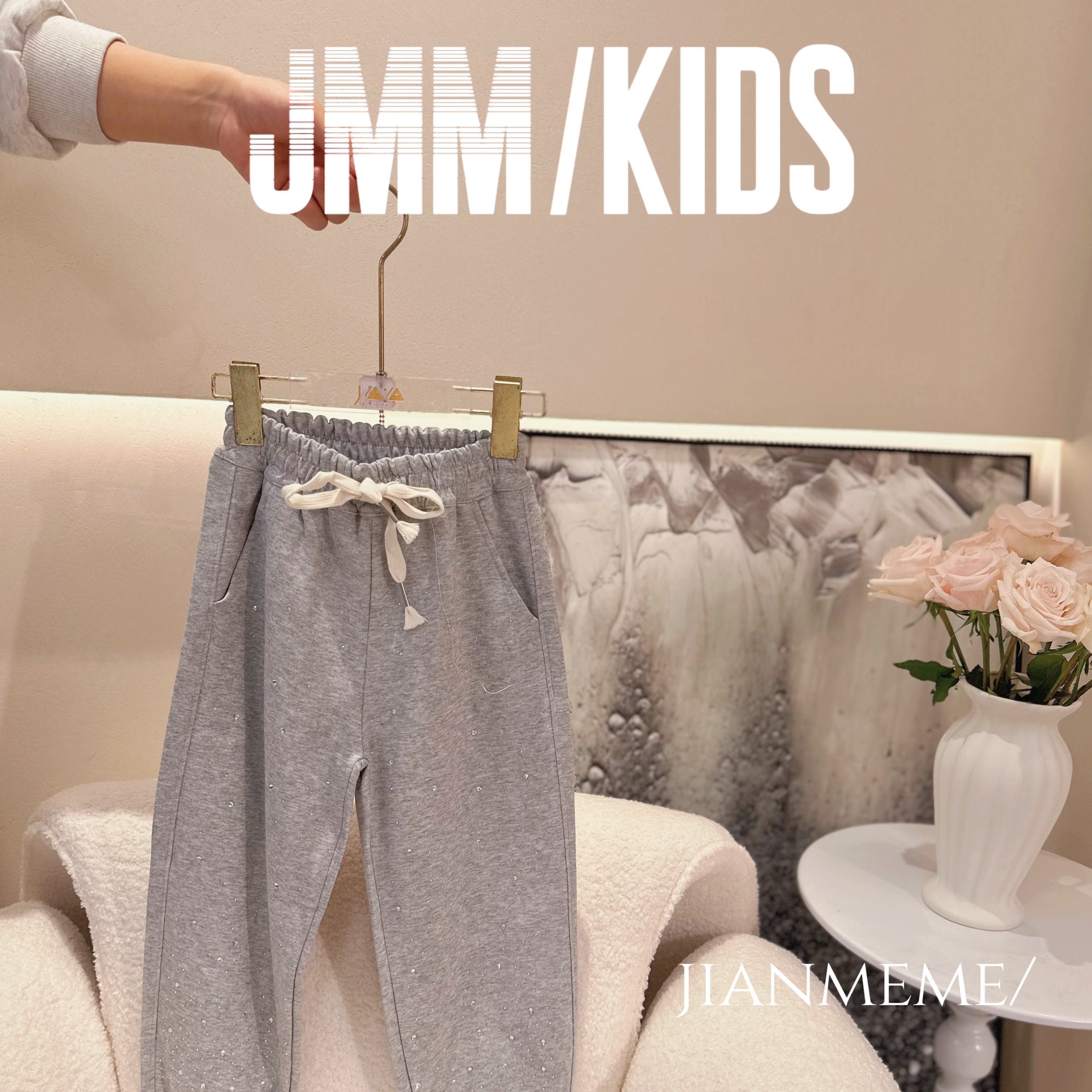 夏单品-束脚裤灰E005 2025春款童装抽绳束脚裤