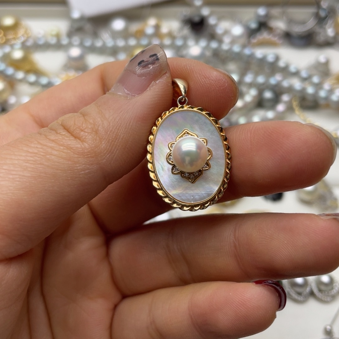 海水珍珠吊坠(不含链)银S925镶嵌