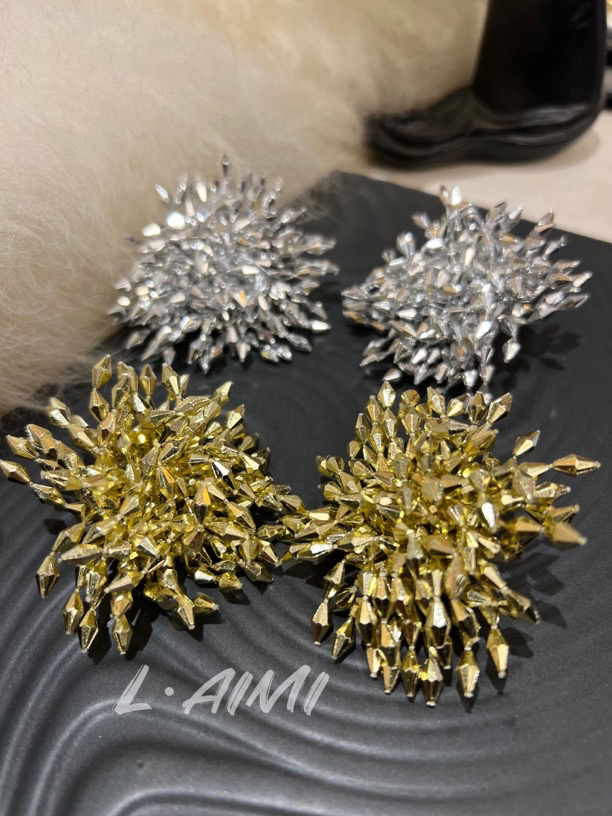 铜合金树脂耳饰 【L•AiMi】【蓬蓬】个性夸张花朵耳饰耳环