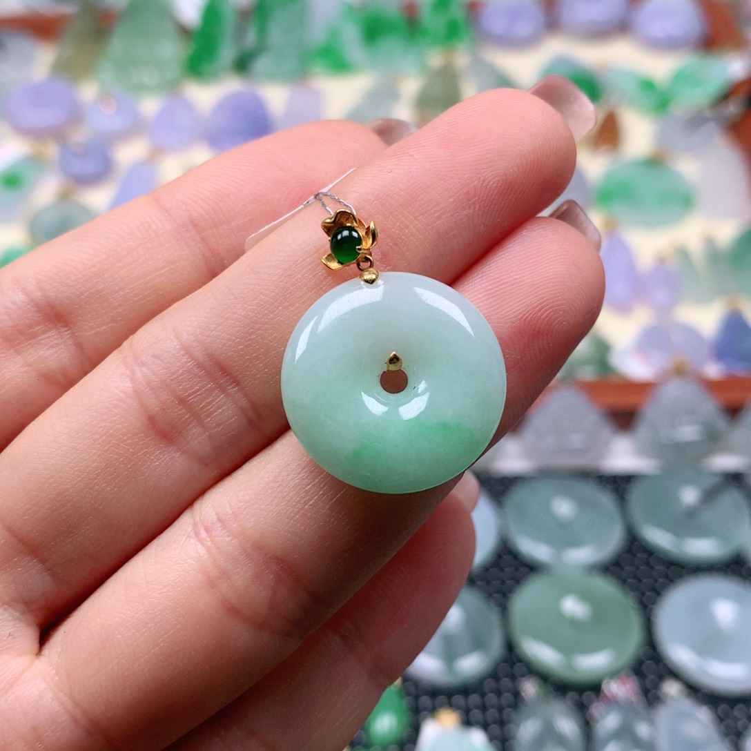 【闪购商品】翡翠18K金镶嵌吊坠(不含链)