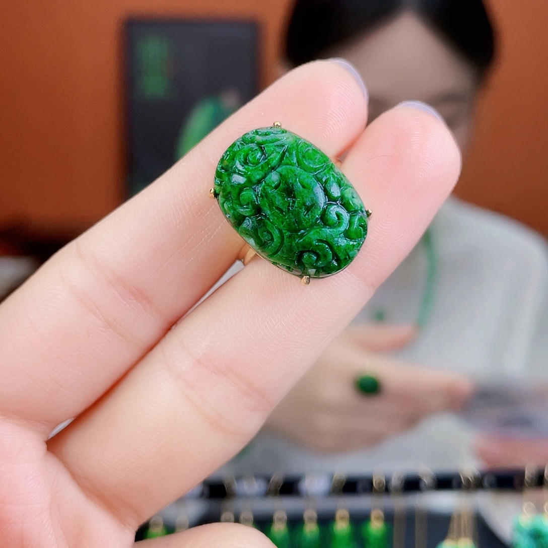 翡翠银S925镶嵌耳饰