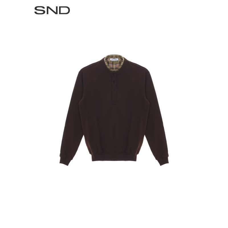 【REFOUND TEN 设计师品牌】SND AW25 撞色格子Polo领长袖卫衣