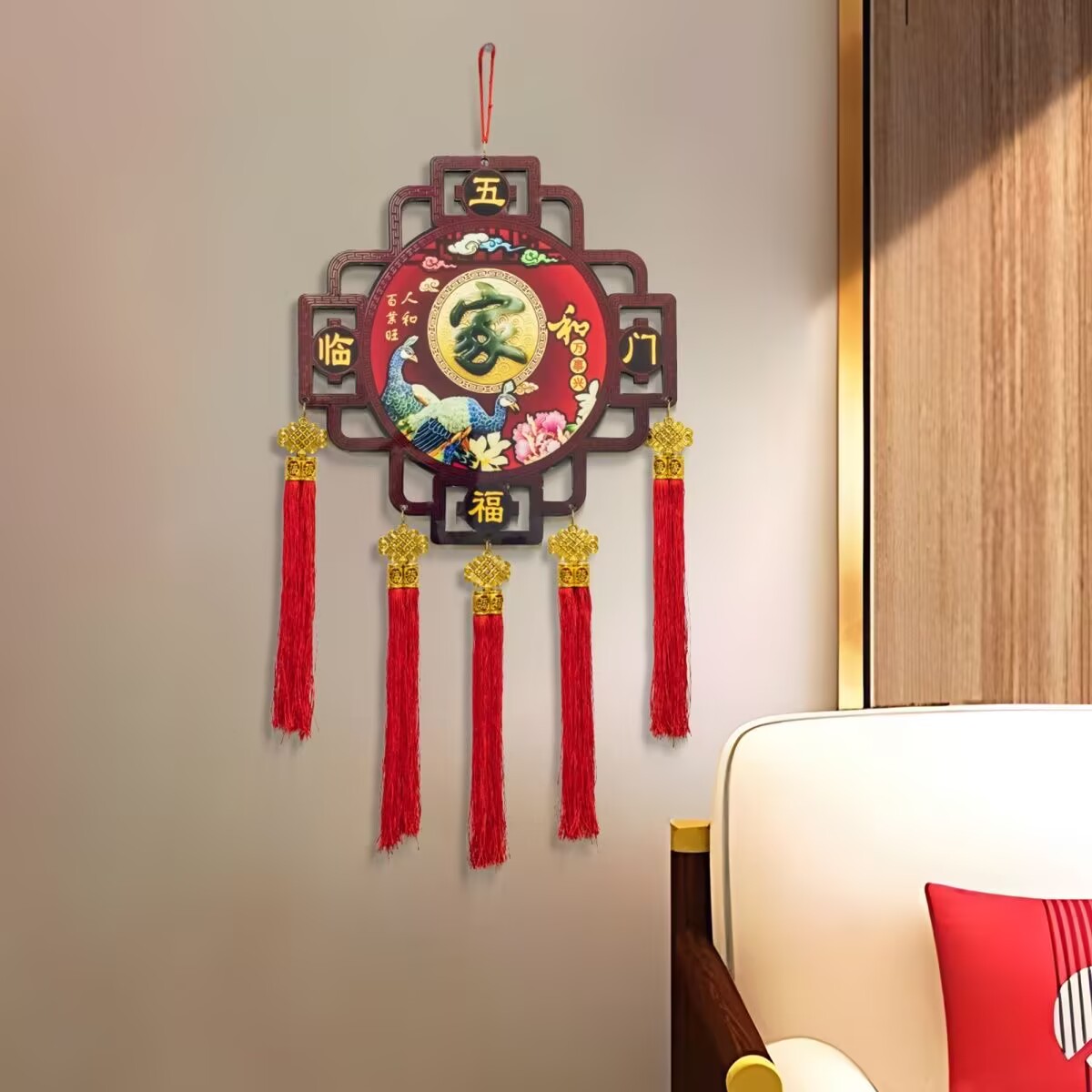 Q21新中式五福临门挂件入户福禄挂件吉祥中国结挂饰装饰