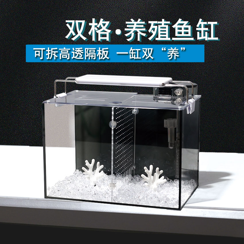 【新奇宠物】超白斗鱼缸玻璃双格隔离免换水客厅小型生态桌面养殖缸