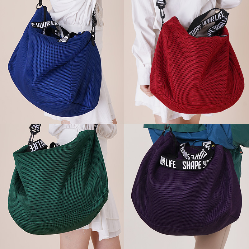 趁早经典超能耐用单肩大网布包休闲托特单肩包大容量独立收纳内袋