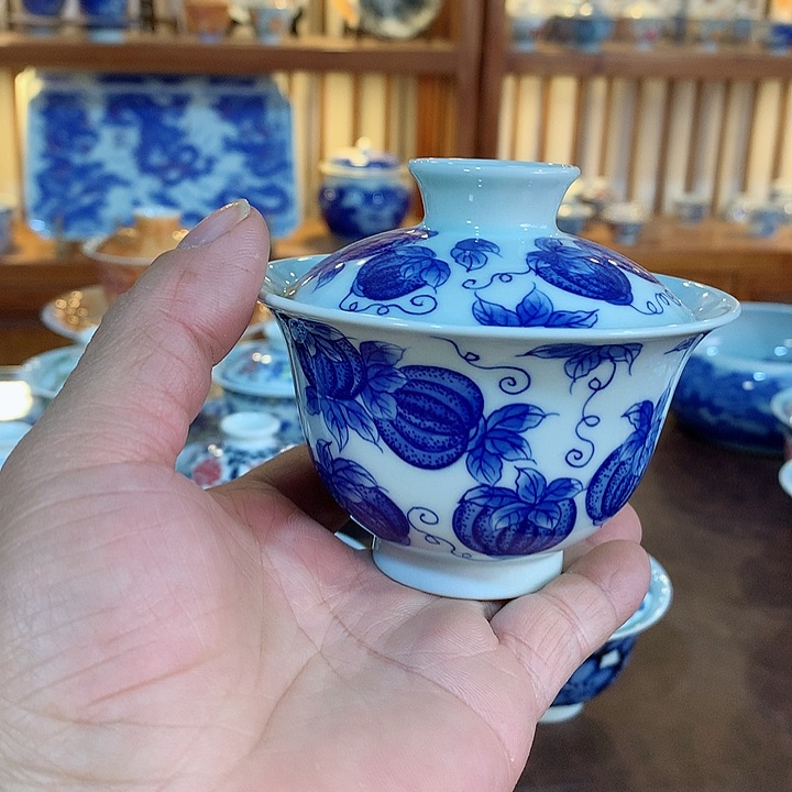 錡镇堂手工手绘盖碗