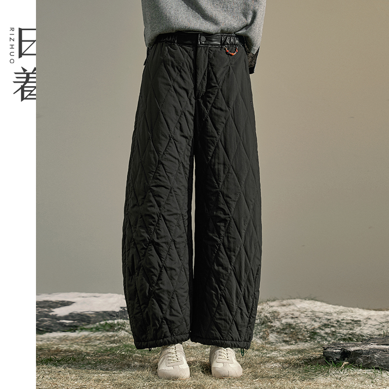 日着侠夹棉休闲裤2025冬新款设计感菱格户外保暖棉裤子女RD8504K1