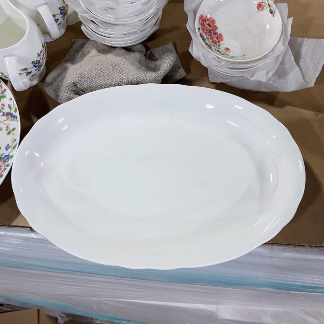 咖****新骨瓷鱼盘做雀鸟印一圈花