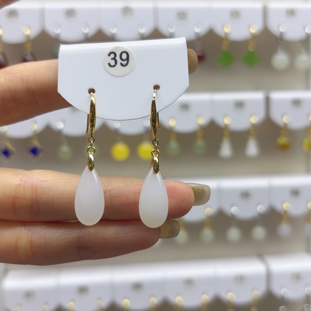 银S925镶嵌和田玉耳饰