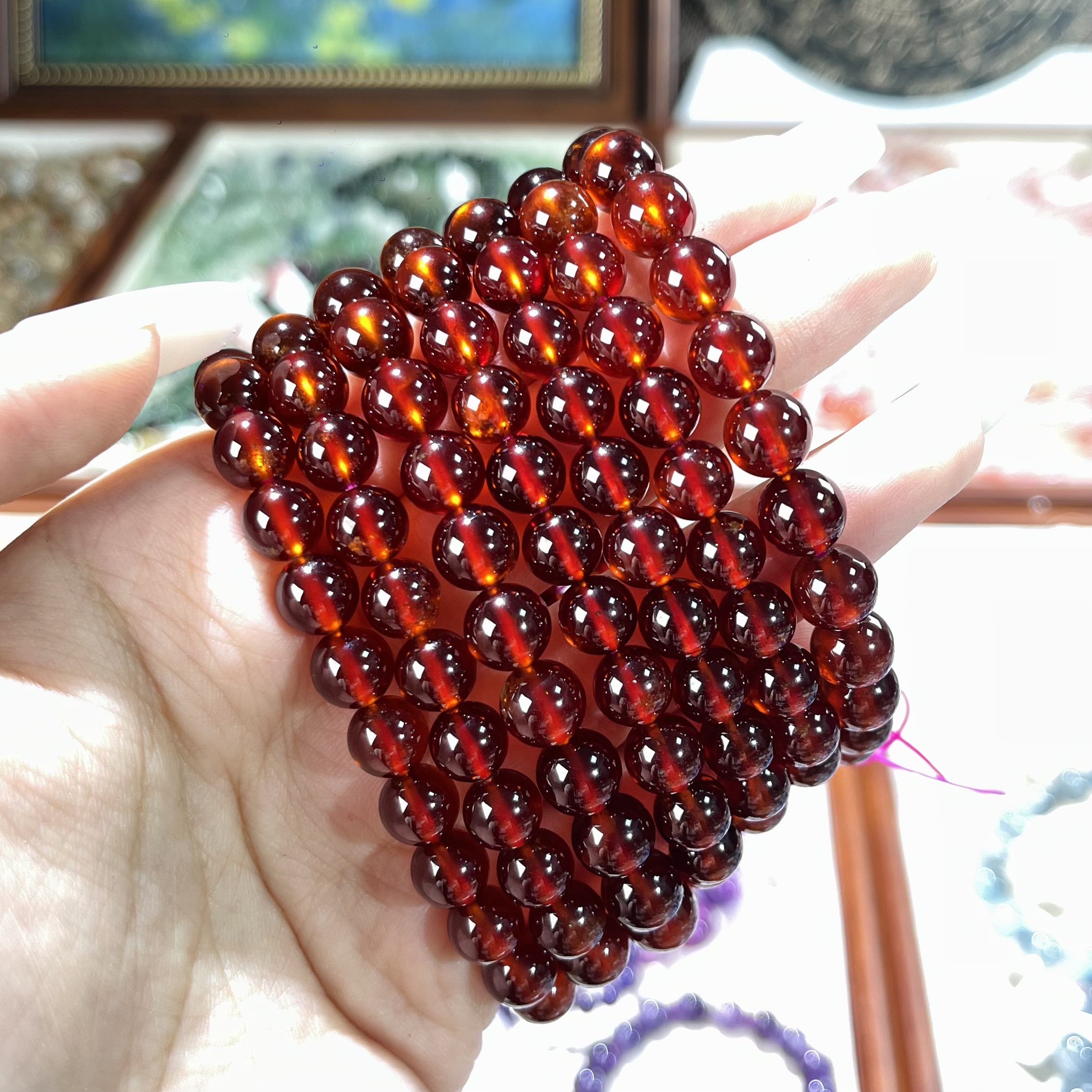 【预售链接】橙红石榴石素圈手链