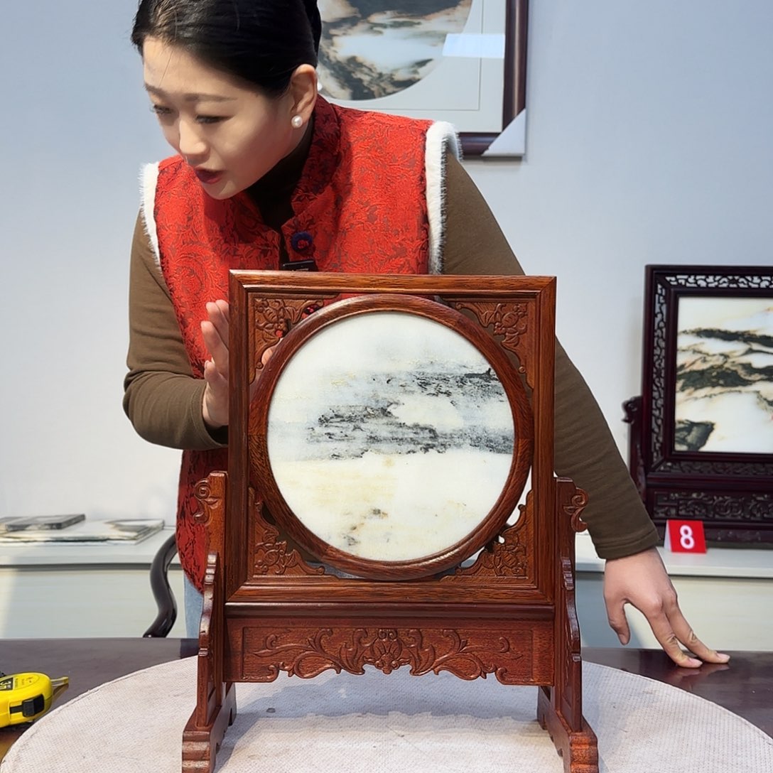 石材天然大理石画屏风30×36