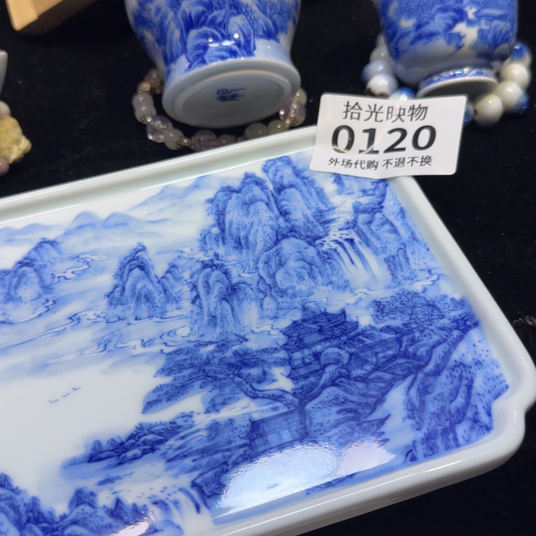山水青花手工手绘