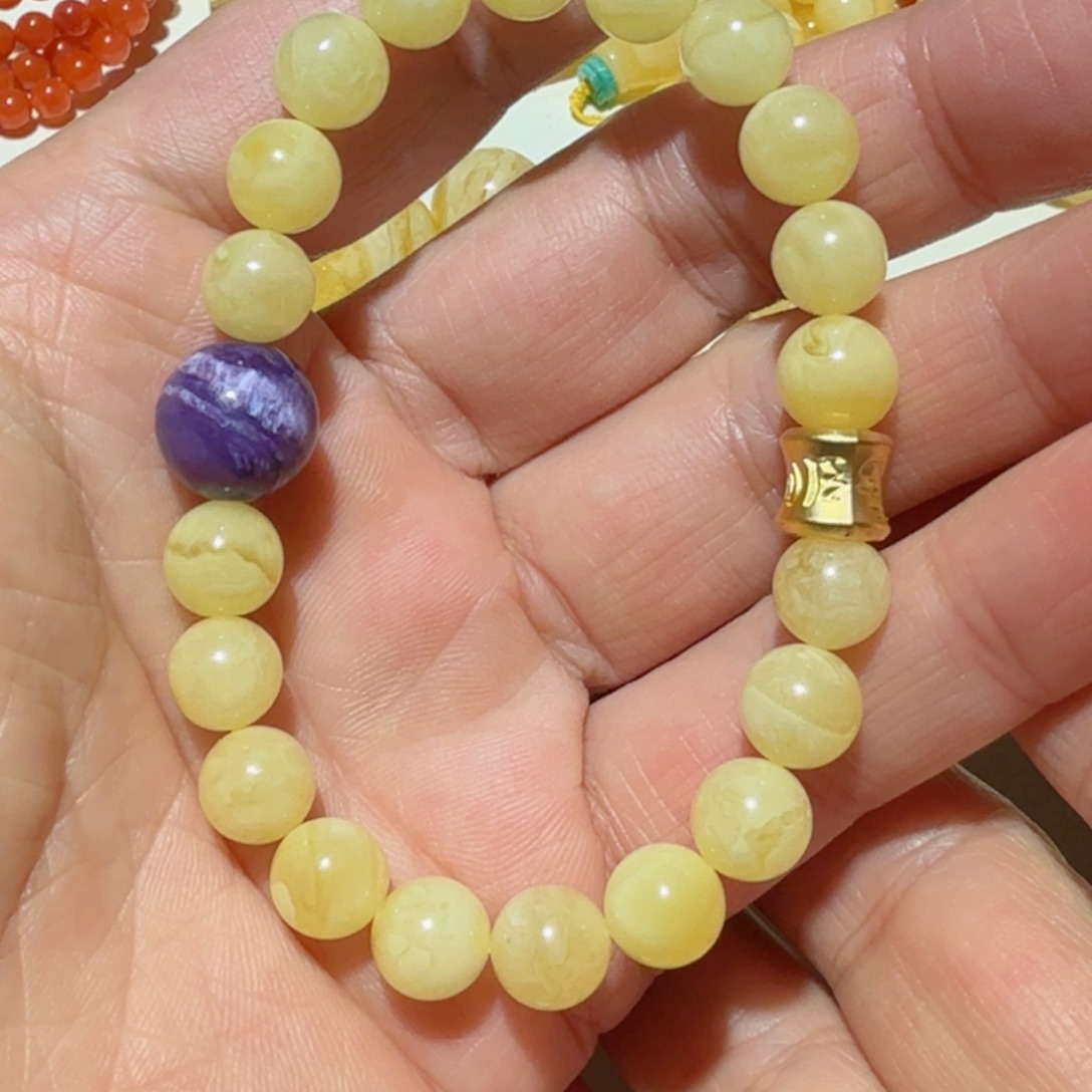 蜜蜡手串未镶嵌琥珀蜜蜡手串8mm+
