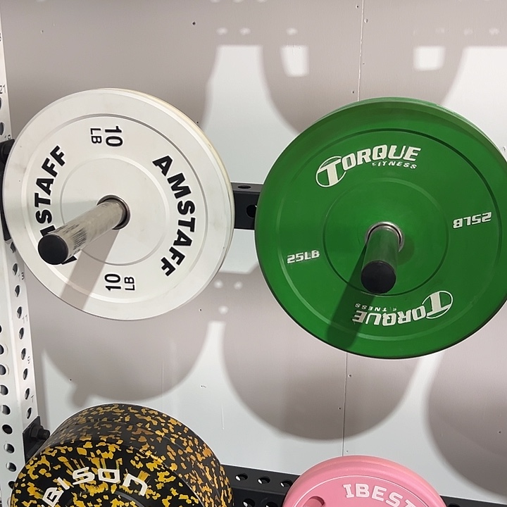 微瑕42公斤白绿杠铃套餐送卡扣护肩