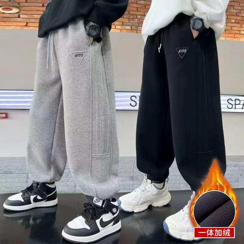【加绒/不加绒】男童裤子春秋2025中大童长裤宽松儿童运动裤卫裤
