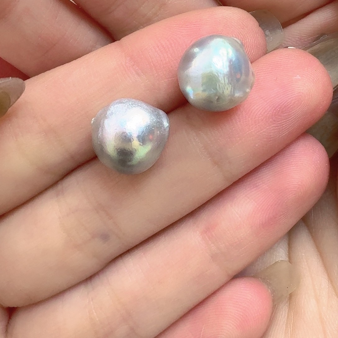 海水珍珠耳饰银S925镶嵌