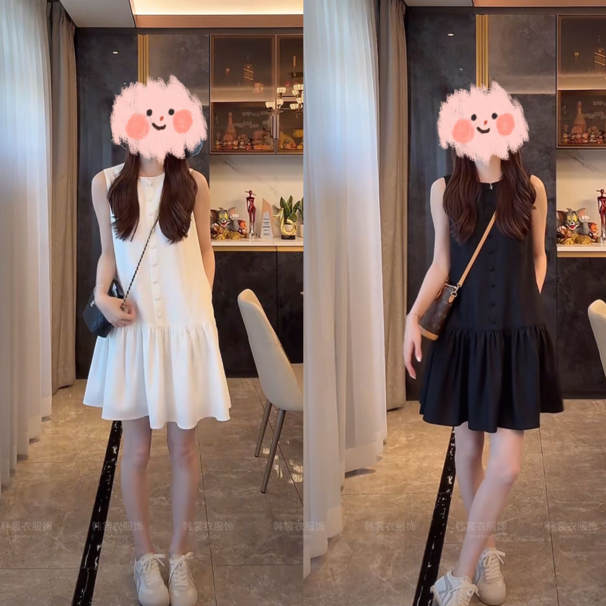 无袖背心连衣裙2025夏季新款法式减龄百搭显瘦圆领简约裙子