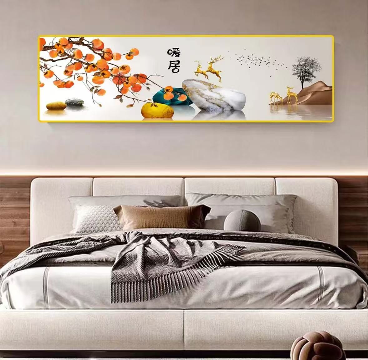 升级版铝合金床头画-【暖居】晶瓷画镶钻画主卧床头装饰画