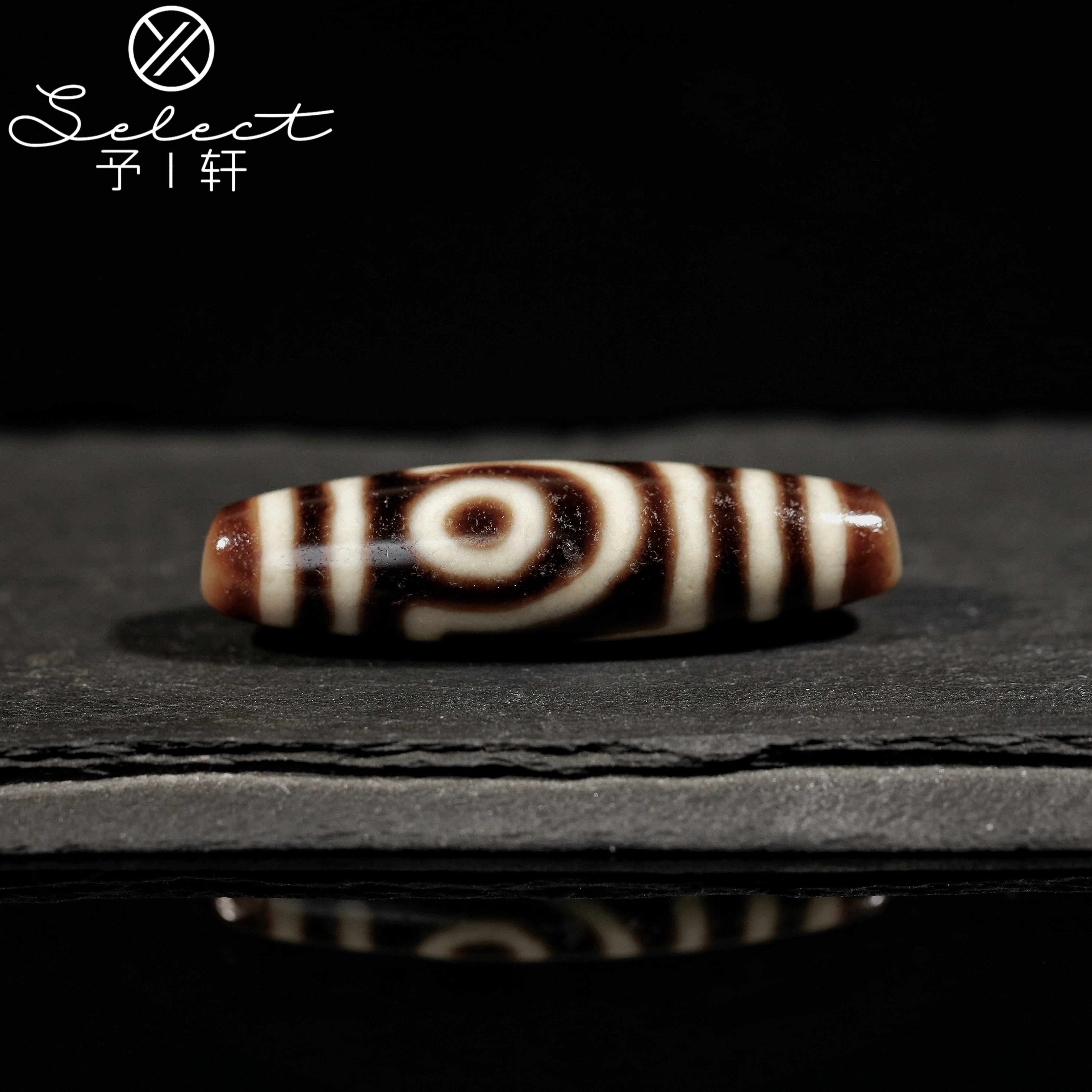 予轩出品；台一上肯老超顶镜面全品如意二眼47.9*12.8mm天珠吊坠