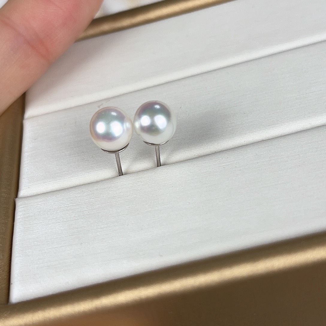海水珍珠耳饰银S925镶嵌