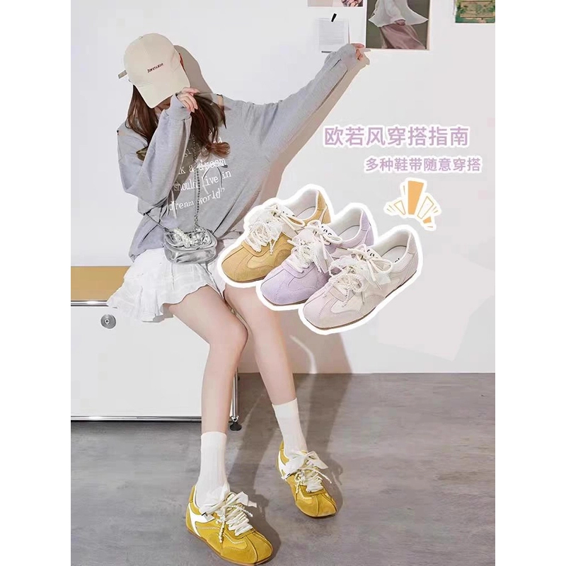马卡龙配色2025春季新款时尚透气韩版德训厚底休闲鞋C002