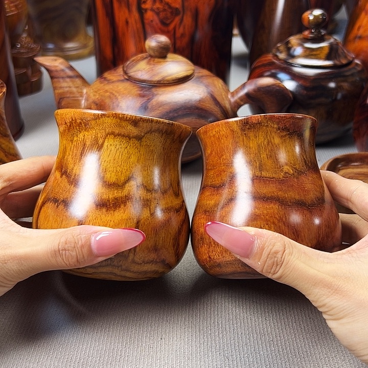 木质懂*越南黄花梨杯子二个