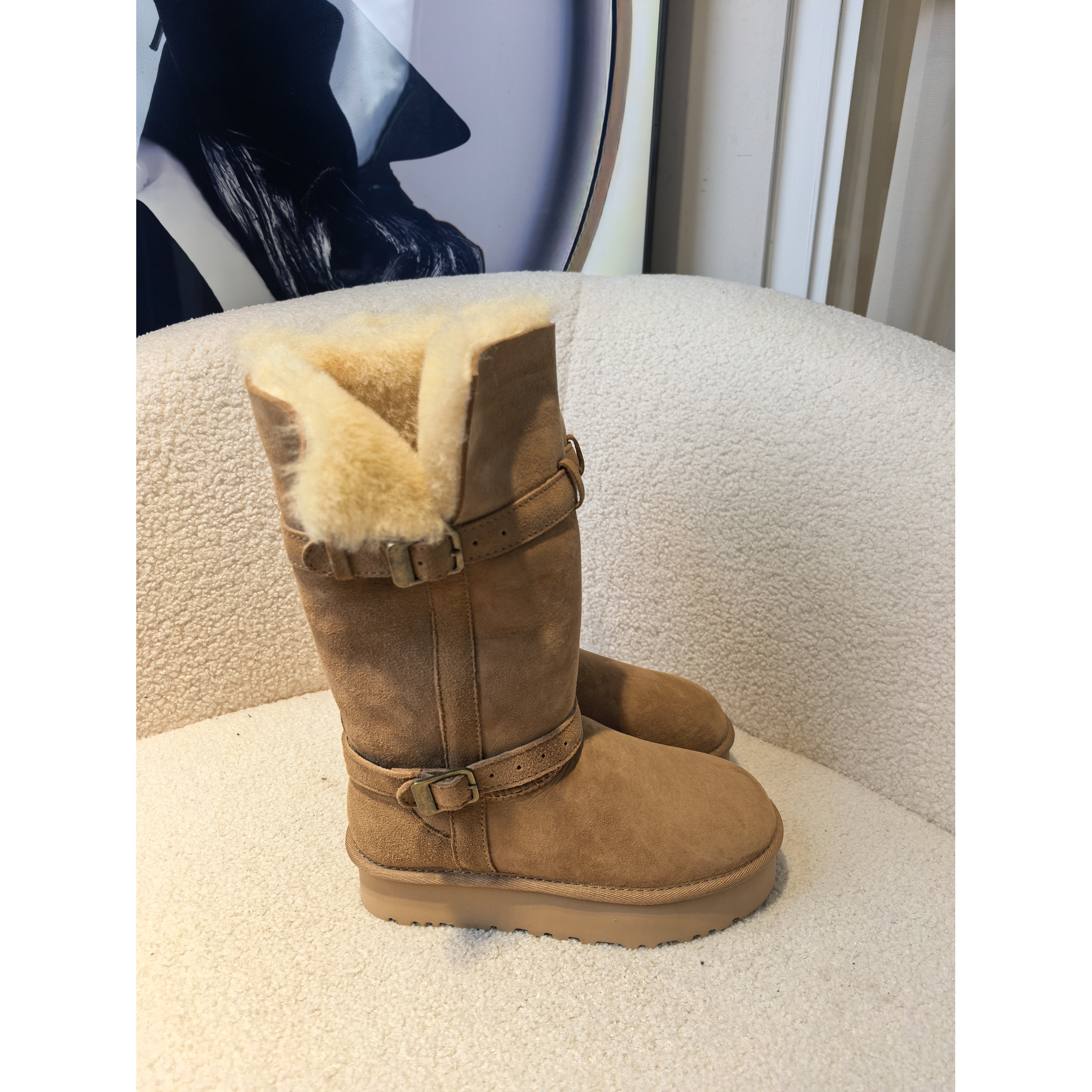 老王甄选 加厚保暖长筒皮毛一体女士雪地靴