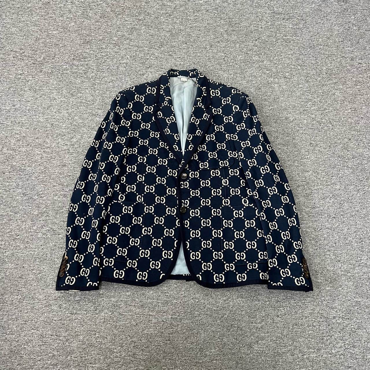 99新 GUCCI/古驰 双G 满印老花西装外套 48码 深色