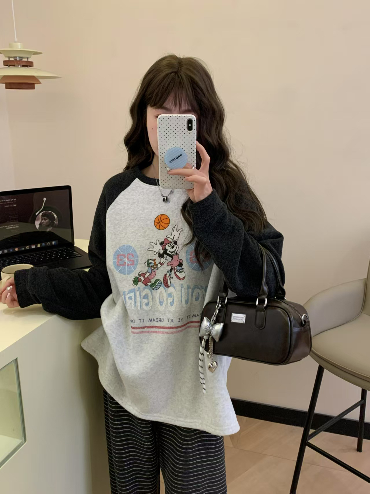 25春季新款【毛巾绣米奇可爱风长袖T恤】百搭时尚可爱减龄