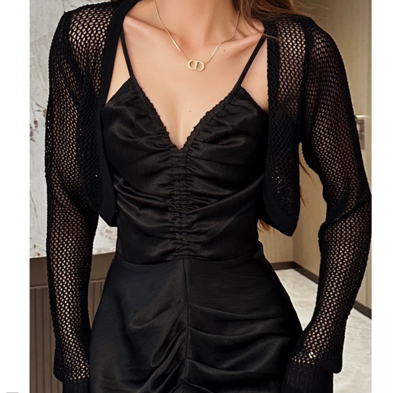 婉君【网纱开衫外套】夏季蕾丝显瘦气质长袖小开衫LWJ23A1C270