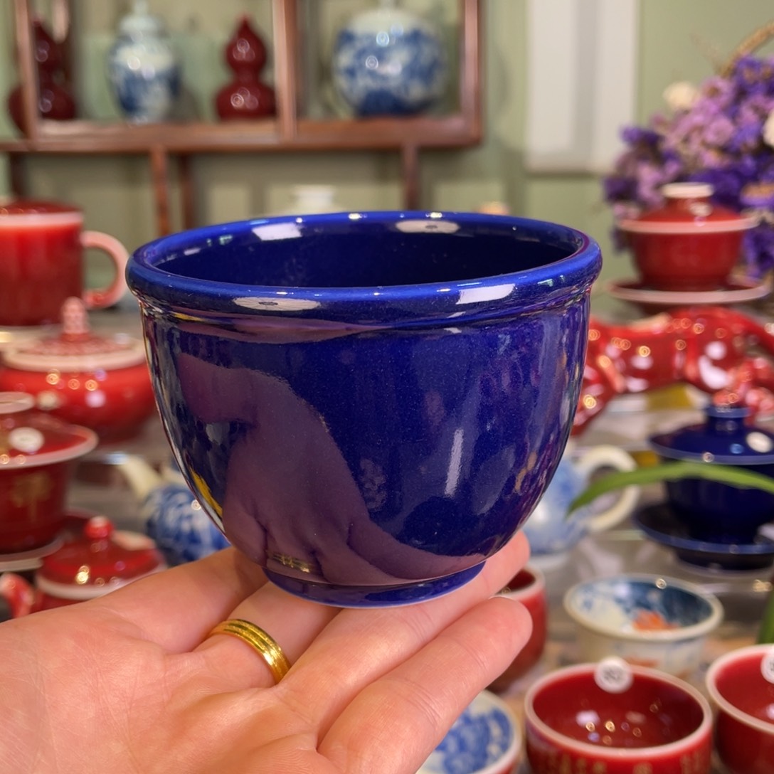 清欢雅玩原矿霁蓝福利缸杯