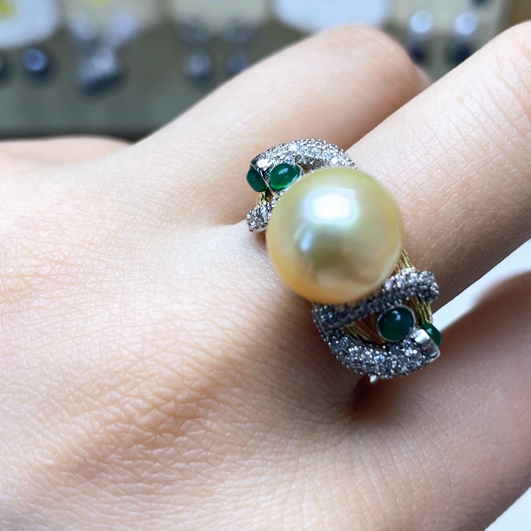 海水珍珠戒指银S925镶嵌